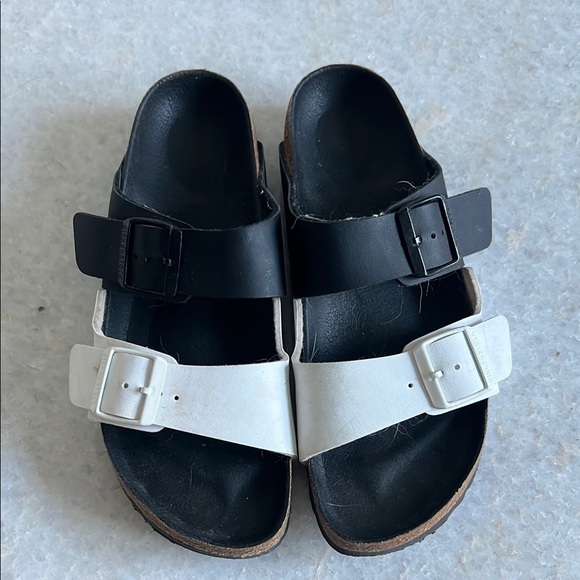 Birkenstock Black and White Arizona Sandals - Picture 1 of 8